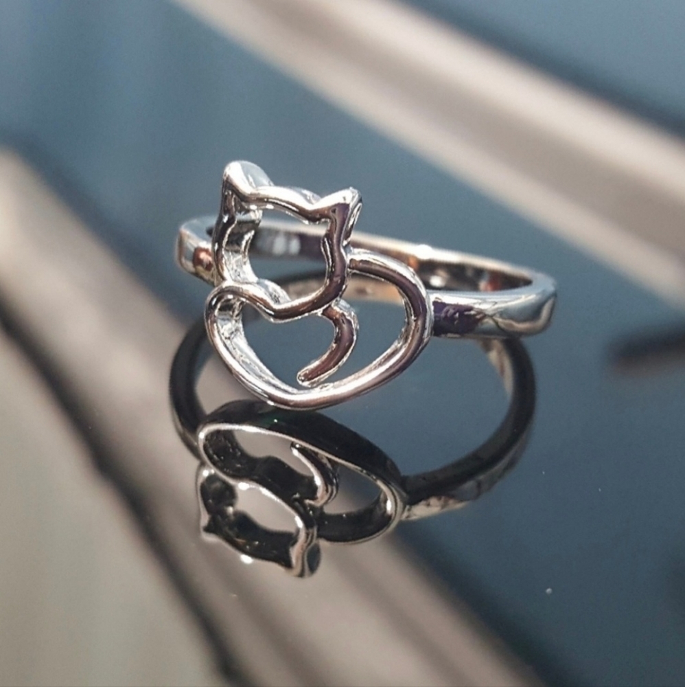 Silver Kitty Cat Ring